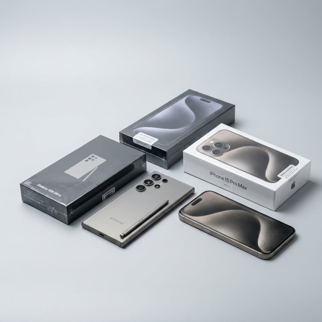 Brand new factory-sealed smartphones including iPhone and Samsung Galaxy